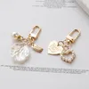 Heart Shell Pendant Keychain Earphone Accessories Party Favor Fashion Elegant Letter Etikett Imitation Pearls Hanging Pendant Keyring