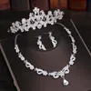 3 -stks kristal vlinder bruids sieraden sets ketting oorrang tiara set bruiloft haar ornamenten Afrikaanse kraal sieraden set 220808