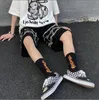 Harajuku streetwear järnkedja mönster jogger shorts män och kvinnor hip hop skateboard sommar elastisk midja 220325