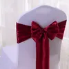 25pcs Rose Gold Satin Chair Bow Sashes Wedding Chair Ribbon Butterfly Cravatte per la decorazione di banchetti di hotel per eventi di feste