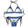 Kvinnors badkläder sexig brasiliansk thong bikini mujer kvinnor 2022 el salvador flagga sommar strandväv