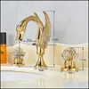 Wholesale And Retail Widespread Bathroom Sink Tap Polished Gold Two Glass Handles 3 Hole Mixer Elegant Drop Delivery 2021 Faucets Faucets S