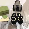 Klassieke mode pantoffels dames flats designer dia's premium wollen sandalen groen witte vrijetijdsschoenen
