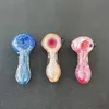 2023Wholesale Mini Glass Hand Pipes Smoking Rig Accessories 3Inch Length Tobacco Burner Colored 3D Pink Purple Color