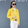 Jackets femininos Jacket Women Denim Jacket Spring Autumn Coat Short Jean Tops Casual Tops Korean 2022 Loose Lowerwear Plus Tamanho Amarelo Verde Verde então