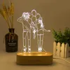 PO Anpassad 3D Night Light USB DIY LAMP Custom Nightlight For Wedding Christmas Gift Holiday Light Wood Base 1430cm 220623