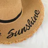 Wide Brim Hats Luffy Straw Sun Hat Letter Female Fashion Foldable Summer Vacation Protection Beach Pros22