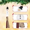 Dekorativa föremål Figurer PCS Snowman Wood Bead Garland Christmas Tree Ornaments Farmhouse Hanging Plaid TasseldeCorative