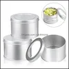 Caixas de armazenamento Bins Organização em casa Housekee Garden Aluminium Tins Jars Metal Reound Containers Presente com Banco de Janela Clear Top Waking