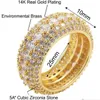 Luxurys Fashion Five Row Diamond Ring Classic Hollowed Out Rings Men039S Rings Hip Hop Ring Gold och Silver4589208