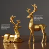 Statuetta di renna natalizia nordica 2 pezzi resina geometrica seduta in piedi statua di cervo alce per la decorazione dell'ufficio domestico He 220423