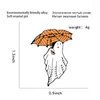 Broschen Stifte Einsame Geisterstütze Orange Regenschirm schweben in den Luft Emaille -Abzeichen für Kleidung Rucksäcke Revers Pin Brosche Schmuckwinkel