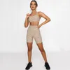 Femmes yoga out fit taille haute fil de course fort stretch solide multicolore imprimé léopard gilet de fitness soutien-gorge et shorts costumes sans couture leggings de levage des hanches survêtements