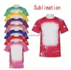 Sublimation Bleached Shirts Heat Transfer Blank Bleach Shirt Bleached Polyester T-Shirts US Men Women Party Supplies FS9535 AA