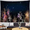 Juledekor Tapestry Psychedelic Black Starry Sky Fireworks Art Wall Hanging Home Bakgrund Badrum vardagsrum Dekoration J220804