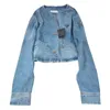 Женские куртки, дизайнерские женские джинсовые металлические значки, весна-лето, легкое роскошное пальто в винтажном стиле 5NFA