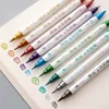 Andstal 10 färger Dual Tips Metallic Marker Pearl Color Art Markers Art Metallic Brush Pen Twin Brush Marker Pen Ritning Pen Set 210226