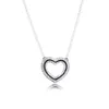 Pave Snake Chain Pattern Open Heart Collier Pendant Necklace Chain For Women Men Genuine 925 Sterling Silver Fit Pandora Style Necklaces Gift Jewelry 399110C01