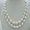 Äkta naturliga 7-9mm 2 rad Akoya White Freshwater Culture Pearl Necklace 18in