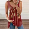 Women's Tanks Camis Women Summer Feather Print Ethnic Vest T Shirts Stretch Sexy Slim Tank Tops Zipper V Neck Sleeveless Casual Plus Size