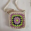 Bolsas de noite Bolsa de cor de cor casual Bolsa de contraste de cores Padrão de flor simples estilo de crochê artesanal Bolsas de verão