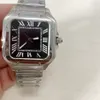 正方形の時計40mm 35mmブルーステンレス鋼の機械式時計ケースとブレスレットファッションメンズ男性腕時計3002