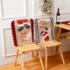 Chaise de Noël Plaid Covers Decoration Couverture de siège à manger Santa Claus Red Black White Home Party décor C4651