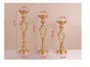 Gold Silver Flowers Vases Candle Holders Road Lead Table Centerpiece Metal Stand Candlestick For Wedding Party Decor 220527