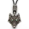 Oczy Zielony wilk wisiorek Vegvisir Valknut Runs koralika Viking Biżuter Naszyjnik Mężczyźni Pagan Amulet Talizman Drop12078