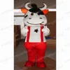 Halloween Milk Cow Mascot Costume Top Quality Cartoon Charitable Aktiviteter unisex vuxna storlek Jul födelsedagsfest kostymdräkt