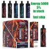 10pcs Energy 5000 Puffs Vapes descartáveis ​​e cigarro 12ml POD 850mAh Bateria pré -carregada 12 cores