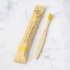 Cepillo de dientes de bambú natural Cepillo de dientes desechable ecológico Empaquetado de bolsa de papel Kraft individualmente
