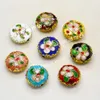 10pcs Cloisonne Filigrana 15mm Oblato Floreale Perline Whoesale Artigianato Rame Smalto Perline Etniche Accessori Creazione di Gioielli FAI DA TE