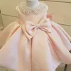 Vestido de festa de aniversário de 1 ano recém-nascido princesa de cetim para bebê menina recém-nascido vestido de batizado para menina Y220426