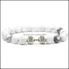 Charms bransoletki biżuteria moda Sier pozłacana bransoletka z hantlami kamień naturalny biały turkus dla kobiet Drop Delivery 2021 B245I