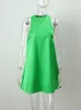 Summer Women Stain Vest Dress Solid Oneck ärmlös festklubb mini klänning stor swing casual löst sundress vestidos 220601