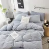 Home Textile Solid Color Duvet Cover Pillow Case Bed Sheet AB Side Quilt Cover Boy Kid Teen Girl Bedding Linens Set King Queen 220315M