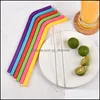 Drink STS Barware Kitchen Dining Bar Home Garden 6PND2Brush/Set 23cm Candy Colors Sile St Herbruikbare gevouwen gebogen rechte accessoire buis