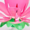 Fleurs décoratives couronnes art art musical bougie lotus fleur joyeux anniversaire fête rotation lumières 8/14 bougies décor de la lampe