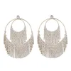 Dangle & Chandelier Exaggerated Golden Tassel Earrings Ladies Fashion Silver Color Inlaid Rhinestone Large Big Dangling For Women JewelryDan