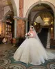 Shiny One Shoulder Wedding Dresses Ball Gown Luxurious Beads Sequins Lace Arabic Bridal Dress Custom Made