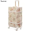 Reisverhaal inch spinner handrol bagage bloemen vintage koffer trolley tassen J220707