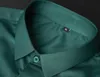 Green Mens Dress Shirts Brand Superfine Long Sleeve Men Slim Fit Elastic Breathable Non-Iron Quality Male 220330