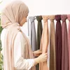 Bonne couture femmes foulards Hijabs Long châle châles plaine haute qualité Premium lourd en mousseline de soie Hijab écharpe malaisienne