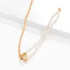 Nice Temperament Splicing Cuba Chain Pearl Choker Necklaces Fashion Gold Plated Chokers for Women Party Jewelry