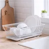 Dish Drying Rack with Drainboard Drainer Kitchen Light Duty Countertop Utensil Organizer Storage for Home Black White 1-tier 220406