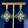 Four Leaf Clover Stud Designer Jewelry Gold Sier Mother of Pearl Green Flower Earring Link Chain Womens Gift