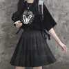 HOUZHOU Gothic Black Plaid Skirt Women Kawaii Harajuku High Waist Pleated Mini Skirts Japanese School Uniform Preppy Style JK 220401