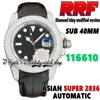 RFF Latest jh126610 A2836 Automatic Mens Watch Diamonds Bezel tw116610 ew114060 Black Dial Stainless Steel Iced Out Diamonds Case Leather eternity Jewelry Watches