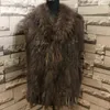 New Real ladies Genuine Knitted Rabbit Fur Vest With Raccoon Trimming Waistcoat Winter Jacket harppihop fur T220716